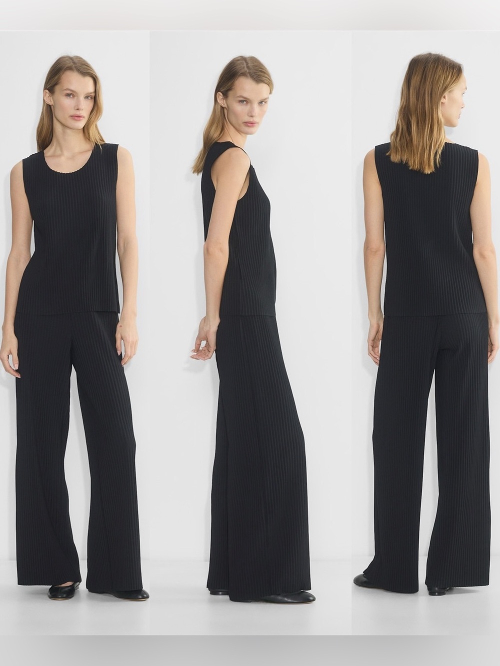 Aritzia Babaton Pleated Wide Leg Pants Black